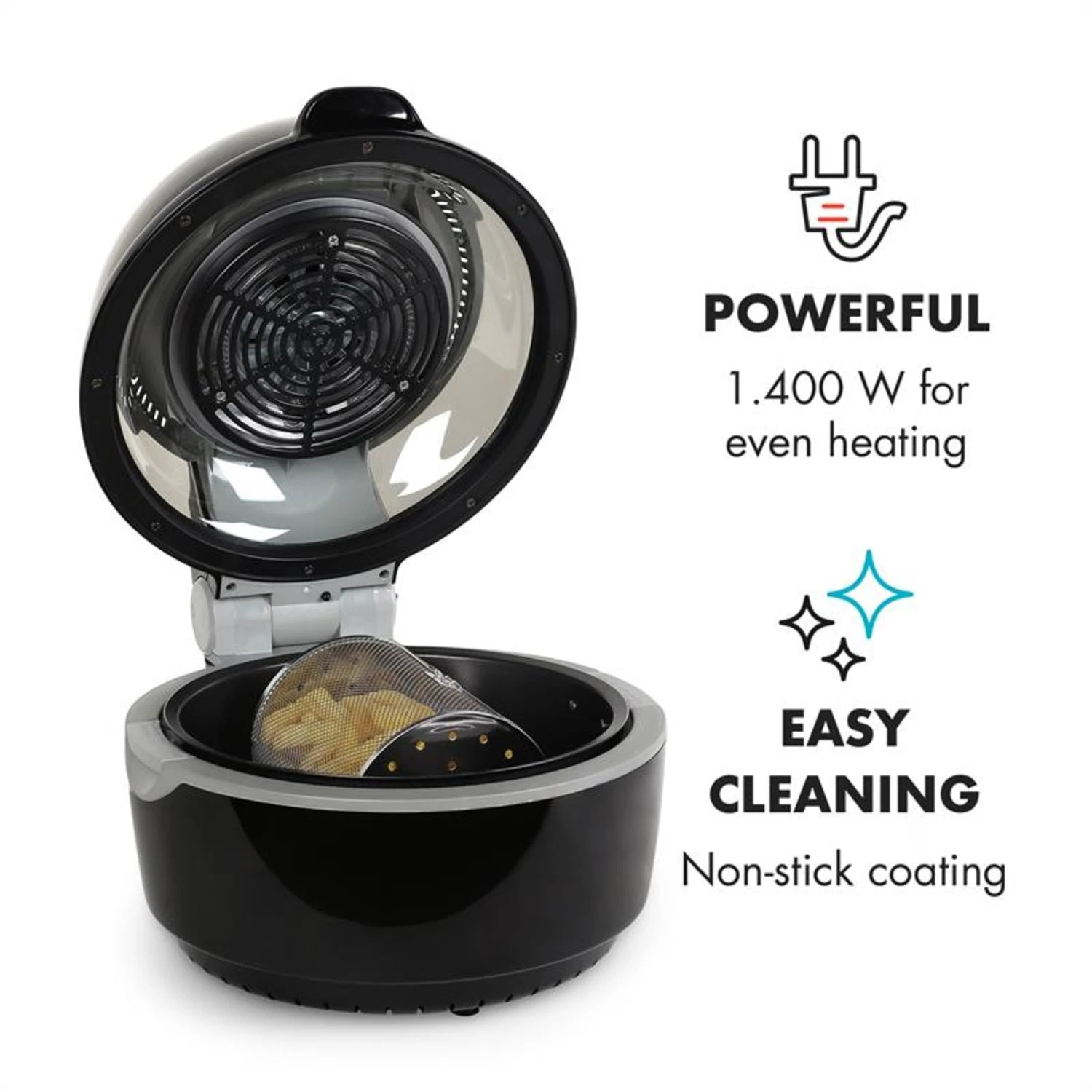 VitAir Heißluftfritteuse Schwarz 1400W Grillen Backen 9 Liter 5 VitAir Heißluftfritteuse Schwarz 1400W Grillen Backen 9 Liter – Bild 3