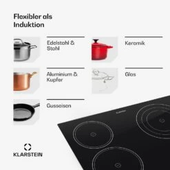 Virtuosa Keramikkochfeld Einbauherd 6500W 59x52cm 4 Zonen Glaskeramik 17 Virtuosa Keramikkochfeld Einbauherd 6500W 59x52cm 4 Zonen Glaskeramik -kitchentools Verkäufe 10029239 de 0007 usp