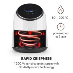 AirVital Heißluftfritteuse 1300W 2,5l CeraPlus-Antihaft Touch Weiß -kitchentools Verkäufe 10032331 yy 0004 logo Klarstein AirVital Heissluftfritteuse 1300W weiss reedit