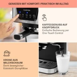 Arabica Espressomaschine 1050W 15 Bar 1,5l Touch-Bedienfeld Edelstahl -kitchentools Verkäufe 10033729 de 0003 usp