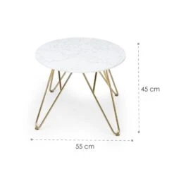 Round Pearl Couchtisch 55 X 45 Cm (ØxH) Marmor Gold / Weiß -kitchentools Verkäufe 10034020 yy 0007 logo Besoa Round Pearl Couchtisch Gold Weiss