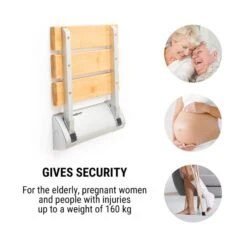 Arielle Duschsitz Bambus Aluminium Klappbar 160 Kg Max. Holz -kitchentools Verkäufe 10034209 yy 0003 logo oneConcept Arielle Duschsitz Bambus