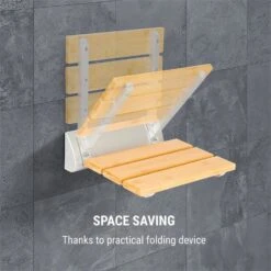 Arielle Duschsitz Bambus Aluminium Klappbar 160 Kg Max. Holz -kitchentools Verkäufe 10034209 yy 0004 logo oneConcept Arielle Duschsitz Bambus