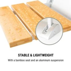 Arielle Duschsitz Bambus Aluminium Klappbar 160 Kg Max. Holz -kitchentools Verkäufe 10034209 yy 0005 logo oneConcept Arielle Duschsitz Bambus