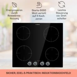 Kochheld 4-Zonen-Induktionskochfeld 6000W Dreh-Regler Glas Schwarz -kitchentools Verkäufe 10034947 de 0002 usp