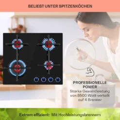 Illuminosa 4 Gaskochfeld 4-flammig Sabaf-Brenner Glaskeramik -kitchentools Verkäufe 10035464 de 0003 usp