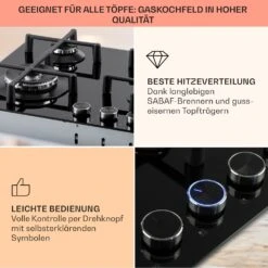 Illuminosa 4 Gaskochfeld 4-flammig Sabaf-Brenner Glaskeramik -kitchentools Verkäufe 10035464 de 0004 usp