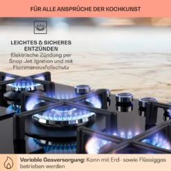 Illuminosa 5 Gaskochfeld 5-flammig Sabaf-Brenner Glaskeramik -kitchentools Verkäufe 10035465 de 0005 usp