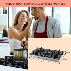Illuminosa 5 Gaskochfeld 5-flammig Sabaf-Brenner Glaskeramik -kitchentools Verkäufe 10035465 de 0006 usp