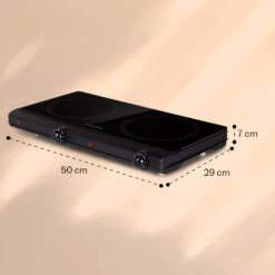 Cookbuddy Doppel-Kochfeld 2400W 5 Leistungsstufen Glaskeramik -kitchentools Verkäufe 10035705 yy 0011 dimensions