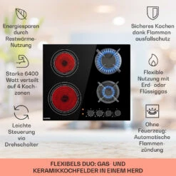 MultiChef 4 Kombi-Gaskochfeld Gas/Glaskeramik 4 Zonen -kitchentools Verkäufe 10036337 de 0002 usp