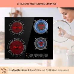 MultiChef 4 Kombi-Gaskochfeld Gas/Glaskeramik 4 Zonen -kitchentools Verkäufe 10036337 de 0003 usp