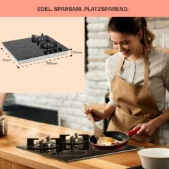 MultiChef 4 Kombi-Gaskochfeld Gas/Glaskeramik 4 Zonen -kitchentools Verkäufe 10036337 de 0006 usp