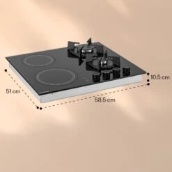 MultiChef 4 Kombi-Gaskochfeld Gas/Glaskeramik 4 Zonen -kitchentools Verkäufe 10036337 yy 0011 dimensions
