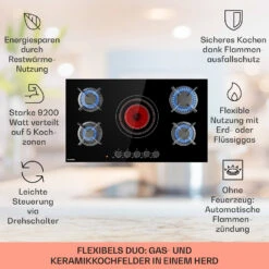 MultiChef 5 Kombi-Gaskochfeld Gas/Glaskeramik 5 Zonen -kitchentools Verkäufe 10036338 de 0002 usp