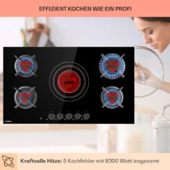MultiChef 5 Kombi-Gaskochfeld Gas/Glaskeramik 5 Zonen -kitchentools Verkäufe 10036338 de 0003 usp