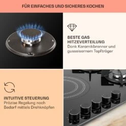 MultiChef 5 Kombi-Gaskochfeld Gas/Glaskeramik 5 Zonen -kitchentools Verkäufe 10036338 de 0004 usp