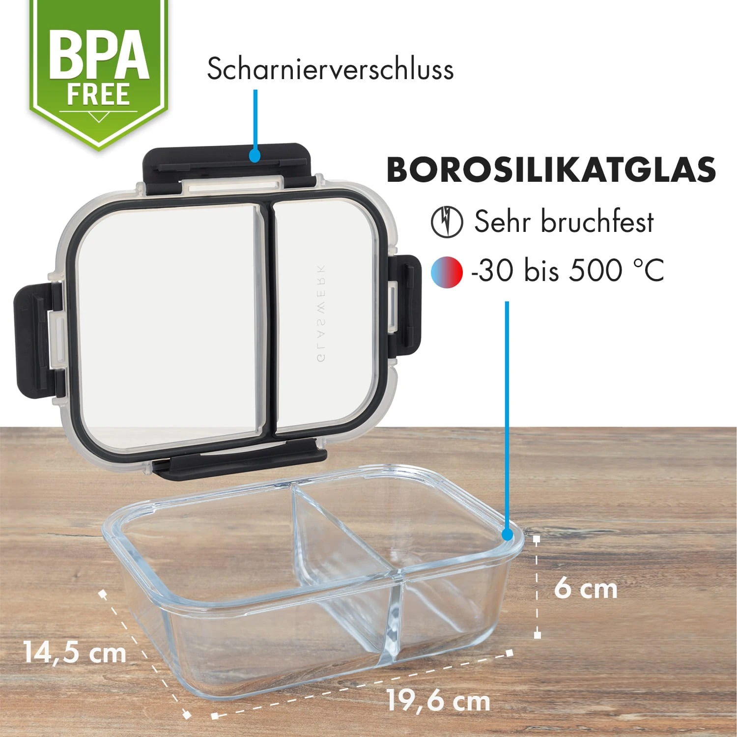 Glaswerk Jardine Frischhaltedosen 3er Set 2 Kammern 1040 Ml Borosilikatglas Deckel 9 Glaswerk Jardine Frischhaltedosen 3er Set 2 Kammern 1040 Ml Borosilikatglas Deckel - Image 7