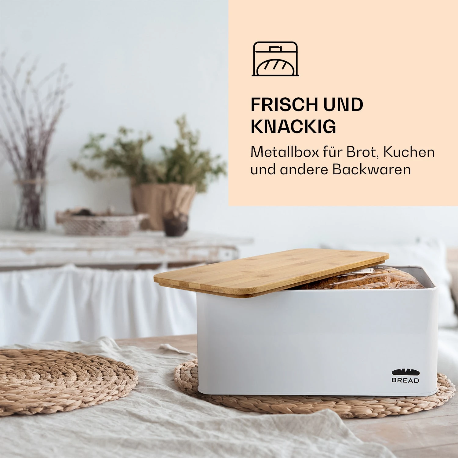 Oklahoma Brotkasten Metall 35,5x15,5x23 Cm Bambus-Deckel Schneidebrett 6 Oklahoma Brotkasten Metall 35,5x15,5x23 Cm Bambus-Deckel Schneidebrett - Image 4