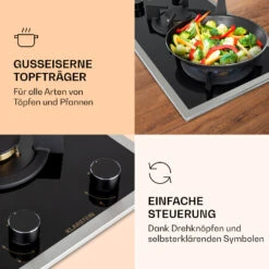 Goldflame Domino Prime Gaskochfeld 2-flammig Messing-Brenner Glaskeramik -kitchentools Verkäufe 10037806 de 0003 logo