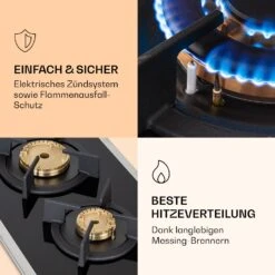 Goldflame Domino Prime Gaskochfeld 2-flammig Messing-Brenner Glaskeramik -kitchentools Verkäufe 10037806 de 0005 logo