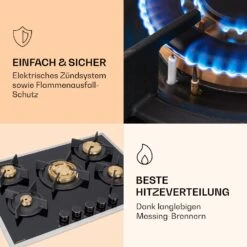 Goldflame 5 Prime Gaskochfeld 5-flammig Messing-Brenner Glaskeramik -kitchentools Verkäufe 10037808 de 0005 logo