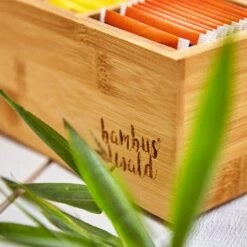 Teebox 8 Fächer 120 Teebeutel Kunststoff-Sichtfenster Bambus -kitchentools Verkäufe 10038043 yy 0006 logo