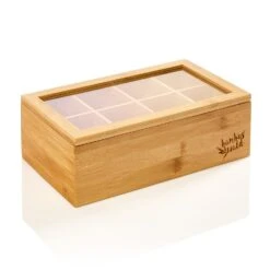 Teebox 8 Fächer 120 Teebeutel Kunststoff-Sichtfenster Bambus -kitchentools Verkäufe 10038043 yy 0007 logo