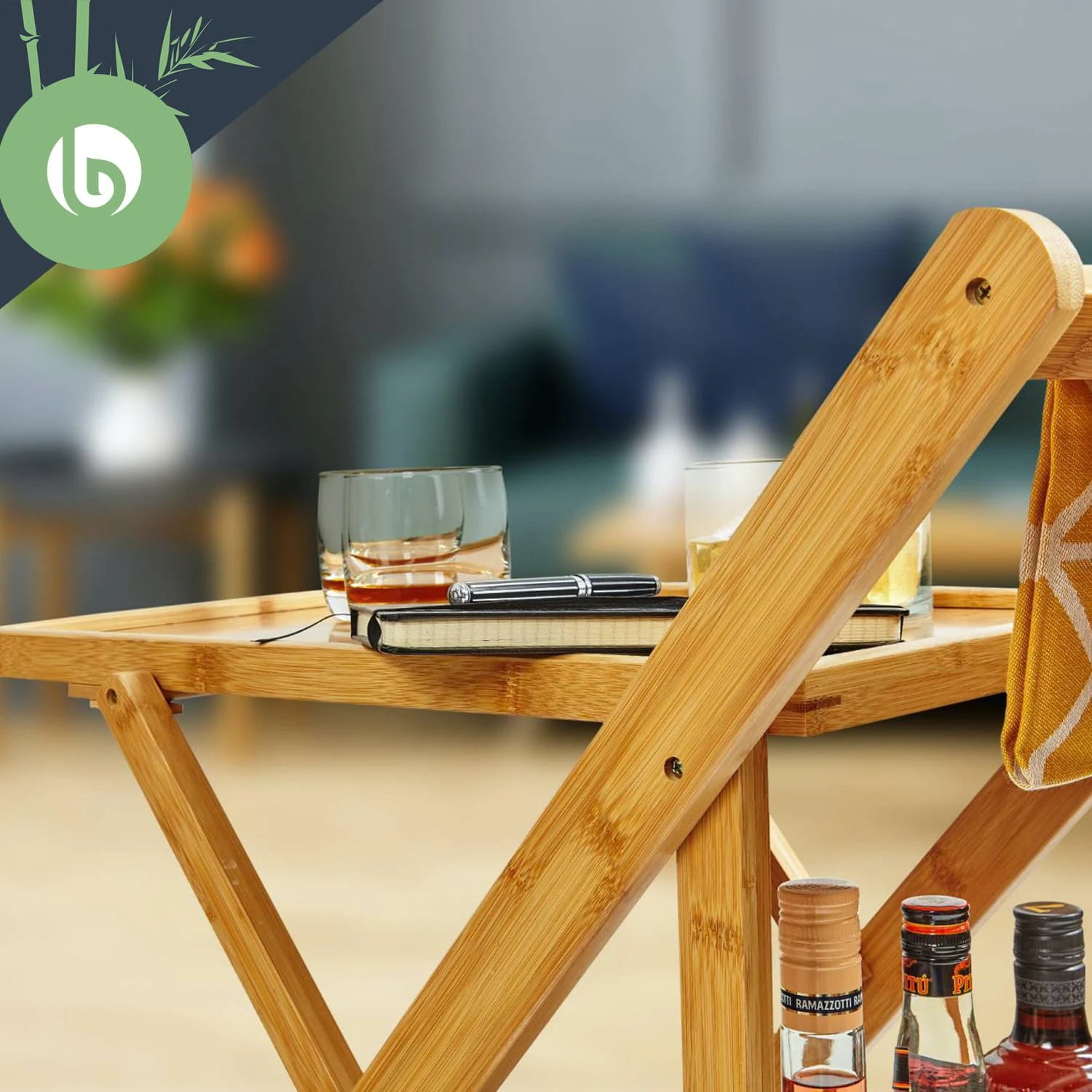 Servierwagen 2 Etagen 4 Rollen 66x70x40,5cm (BxHxT) Bambus 6 Servierwagen 2 Etagen 4 Rollen 66x70x40,5cm (BxHxT) Bambus - Image 4