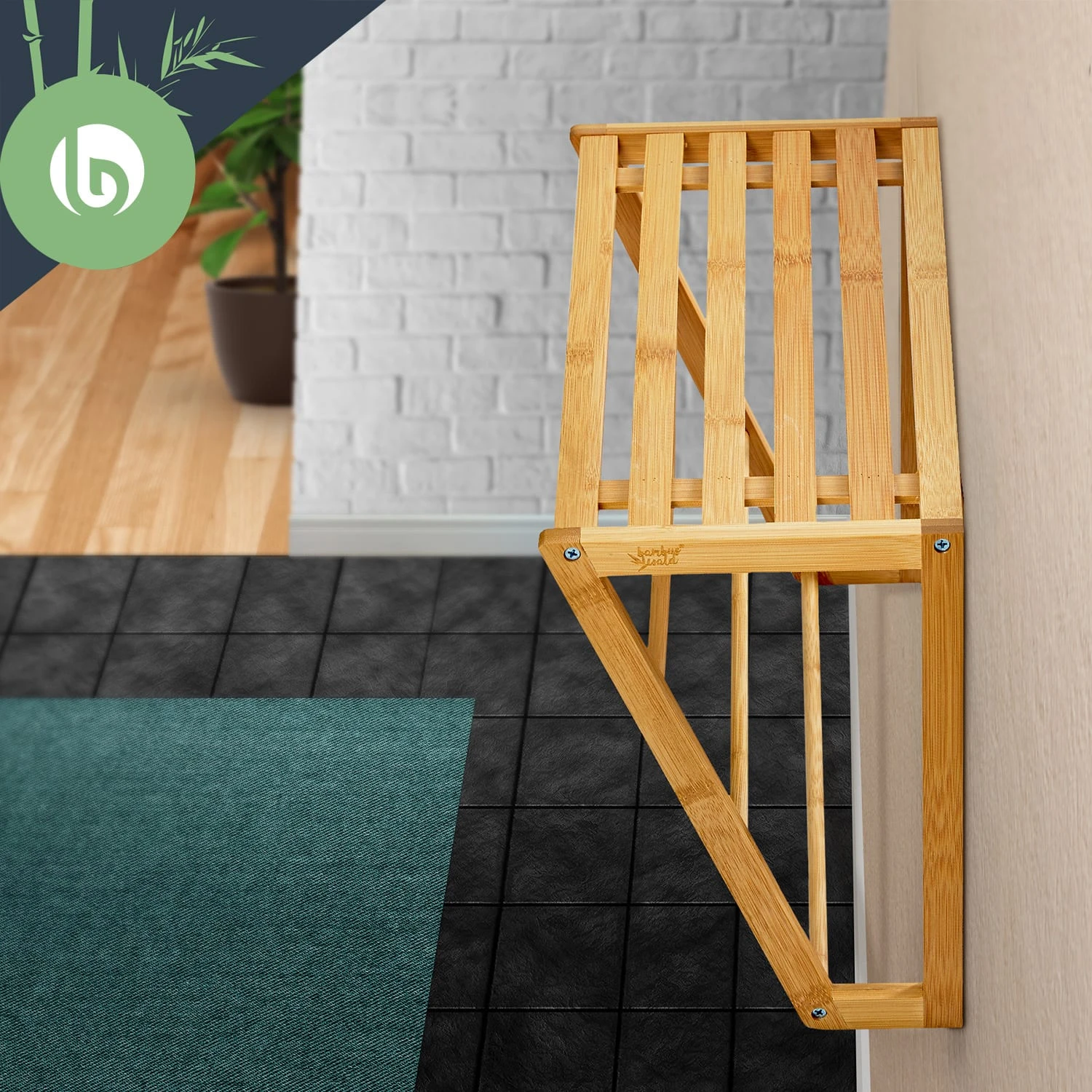 Wandregal Bad 3 Handtuchstangen Ablagefläche Oben 42x30x20cm Bambus 5 Wandregal Bad 3 Handtuchstangen Ablagefläche Oben 42x30x20cm Bambus - Image 4