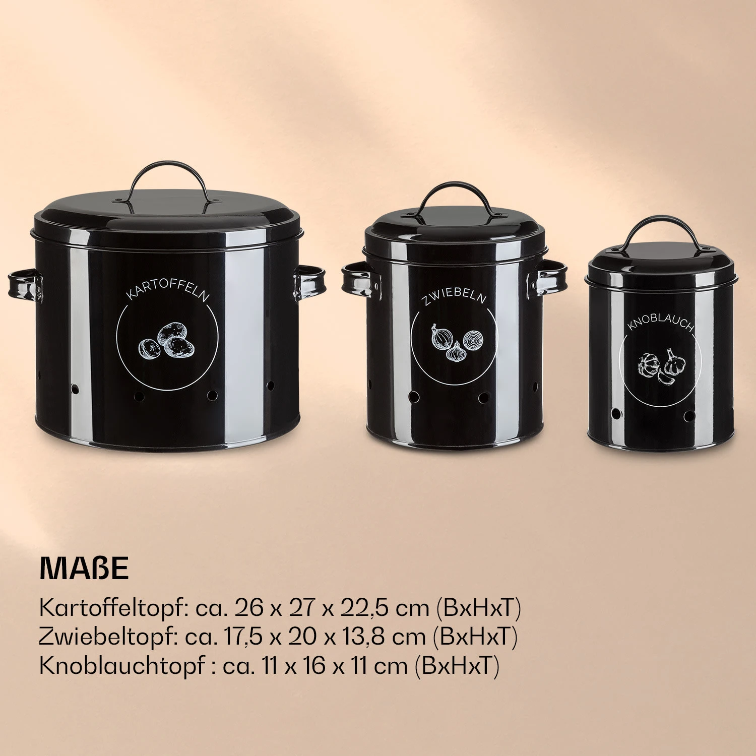 Aufbewahrungstöpfe 3er Set Metallblech Rund Deckel 10 Aufbewahrungstöpfe 3er Set Metallblech Rund Deckel - Image 8