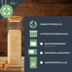 Eckiges Glas Mit Bambusdeckel Luftdicht Mit Silikonring 10x25x10 Cm 3x 2000 Ml -kitchentools Verkäufe 10038255 de 0005 logo