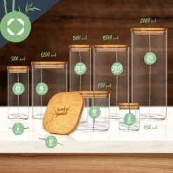 Eckiges Glas Mit Bambusdeckel Luftdicht Mit Silikonring 10x20,5x10 Cm 3x 1500 Ml -kitchentools Verkäufe 10038256 yy 0007 logo
