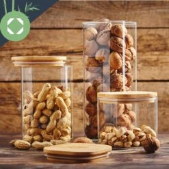 Eckiges Glas Mit Bambusdeckel Luftdicht Mit Silikonring 10x10x10 Cm 3x 700 Ml -kitchentools Verkäufe 10038258 yy 0004 logo