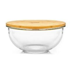 Glasschüssel 1365 Ml Bambusdeckel Verschließbar BPA-frei Größe M