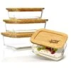 Eckiges Vorratsdosen-Set Glas Bambusdeckel 4 Stück Verschiedene Größen -kitchentools Verkäufe 10038307 yy 0001 titel