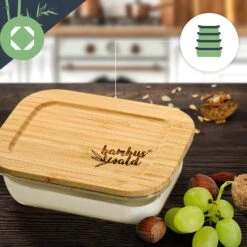 Eckiges Vorratsdosen-Set Glas Bambusdeckel 4 Stück Verschiedene Größen -kitchentools Verkäufe 10038307 yy 0005 logo