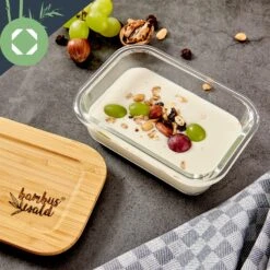 Eckiges Vorratsdosen-Set Glas Bambusdeckel 4 Stück Verschiedene Größen -kitchentools Verkäufe 10038307 yy 0006 logo