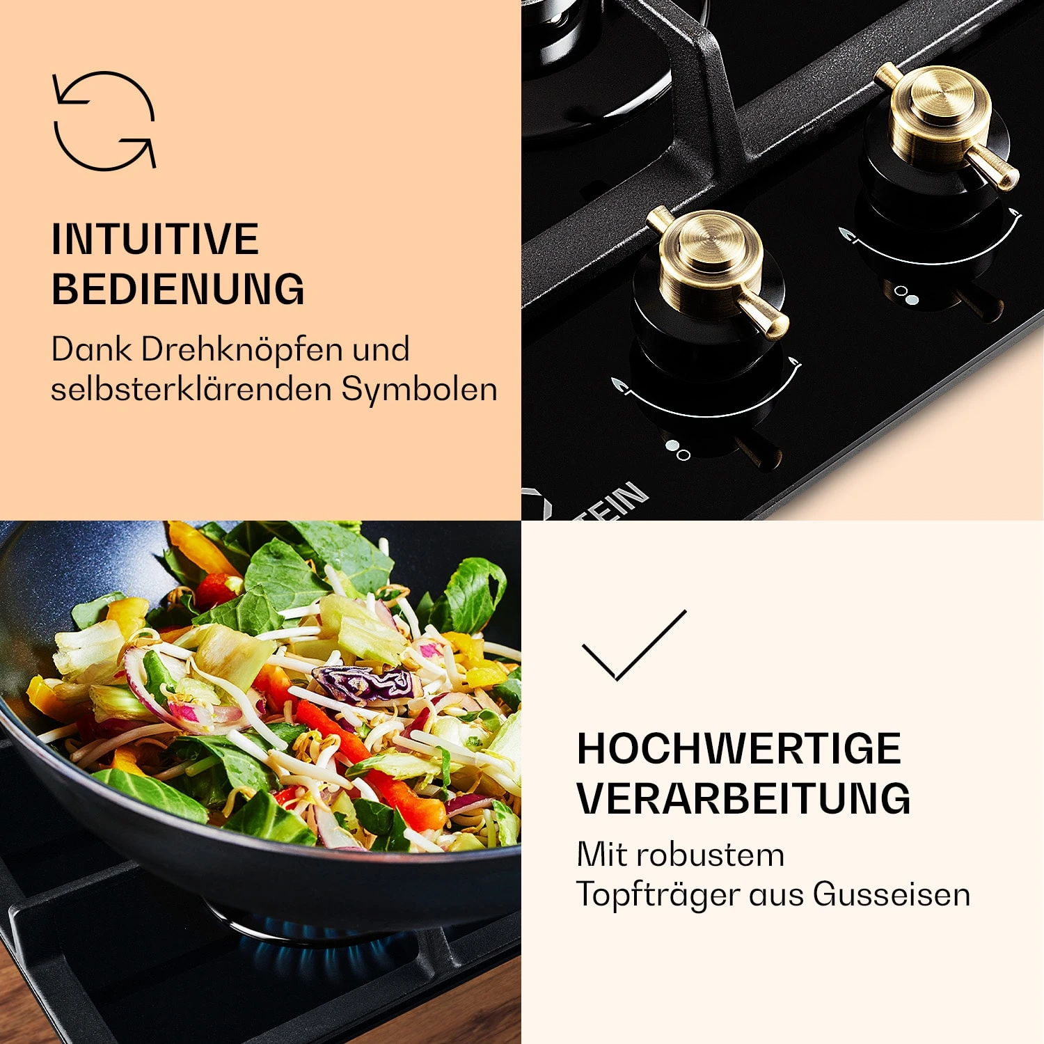 Victoria Domino Gaskochfeld 2-flammig Sabaf-Brenner Glaskeramik Retro-Look 7 Victoria Domino Gaskochfeld 2-flammig Sabaf-Brenner Glaskeramik Retro-Look – Bild 5