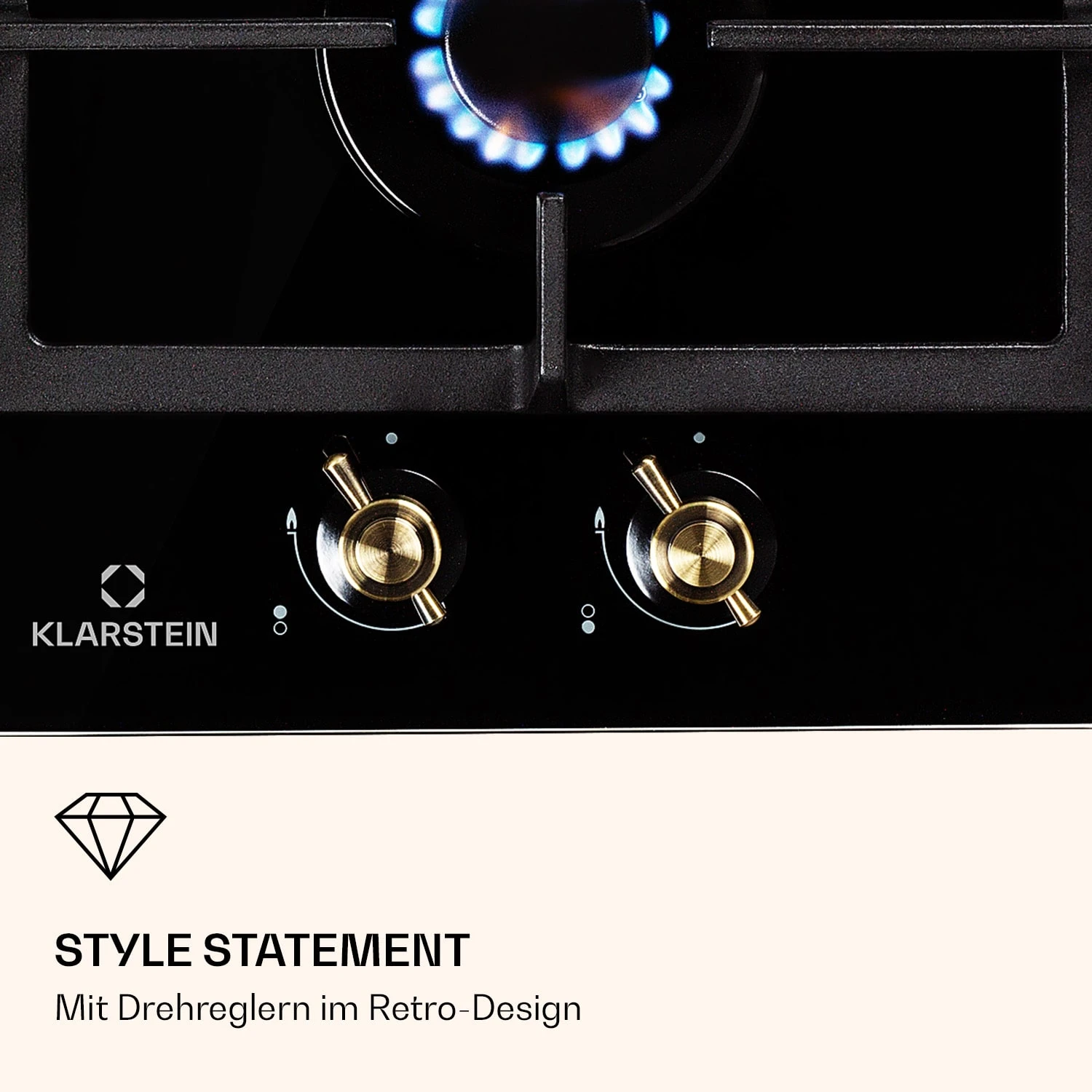 Victoria Domino Gaskochfeld 2-flammig Sabaf-Brenner Glaskeramik Retro-Look 8 Victoria Domino Gaskochfeld 2-flammig Sabaf-Brenner Glaskeramik Retro-Look – Bild 6