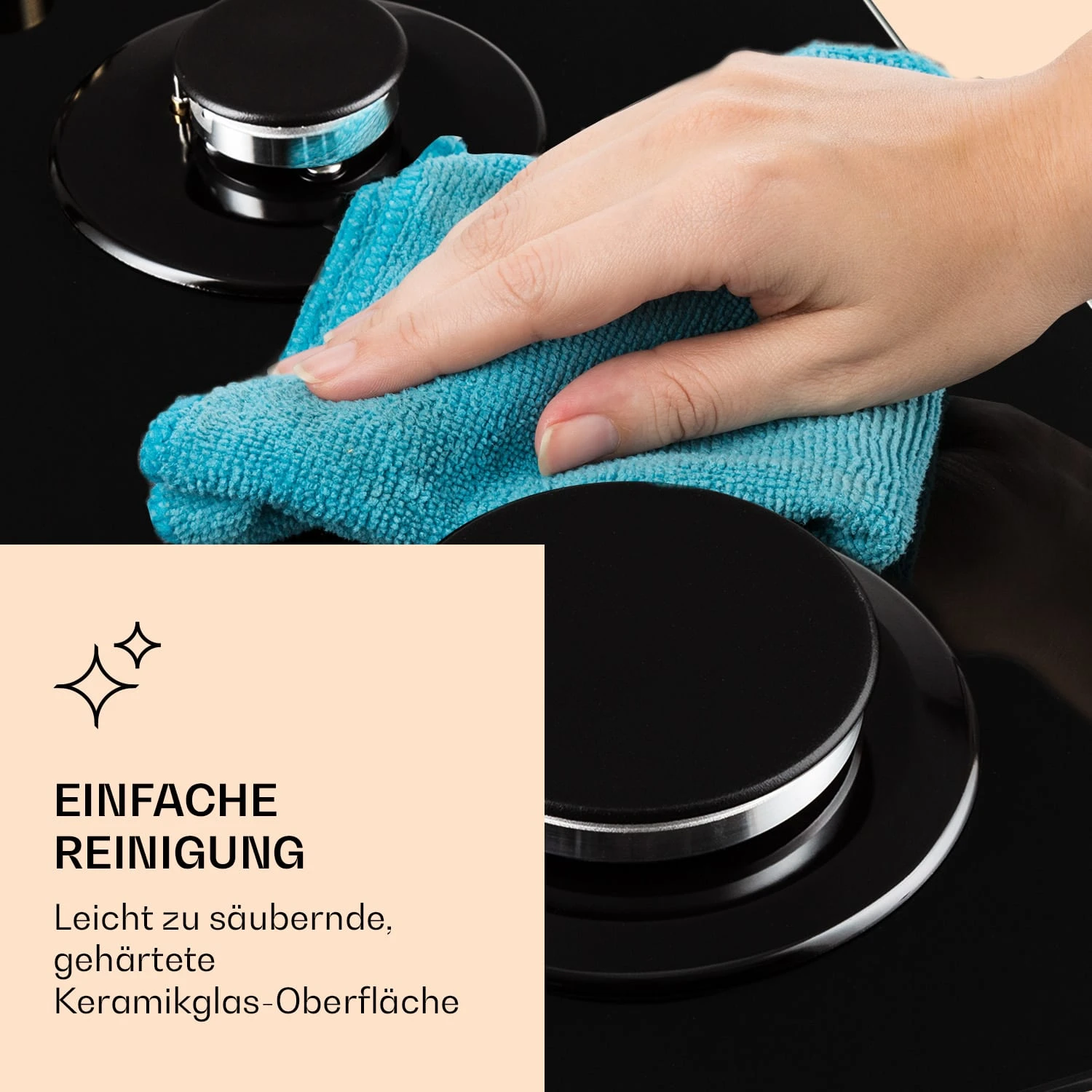 Victoria Domino Gaskochfeld 2-flammig Sabaf-Brenner Glaskeramik Retro-Look 9 Victoria Domino Gaskochfeld 2-flammig Sabaf-Brenner Glaskeramik Retro-Look – Bild 7