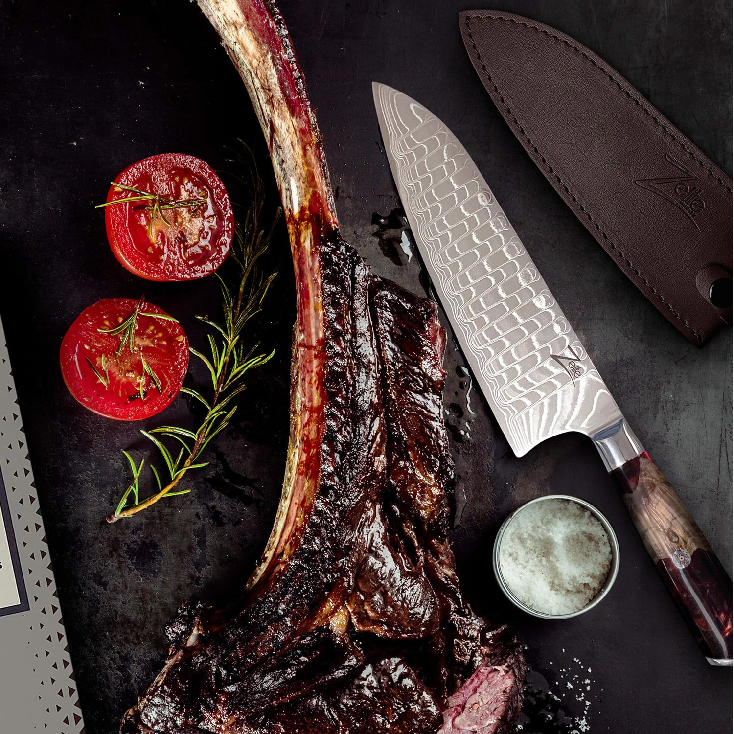 Infinity Wave 8" Kochmesser 61 HRC Damaszenerstahl 4 Infinity Wave 8" Kochmesser 61 HRC Damaszenerstahl - Image 2