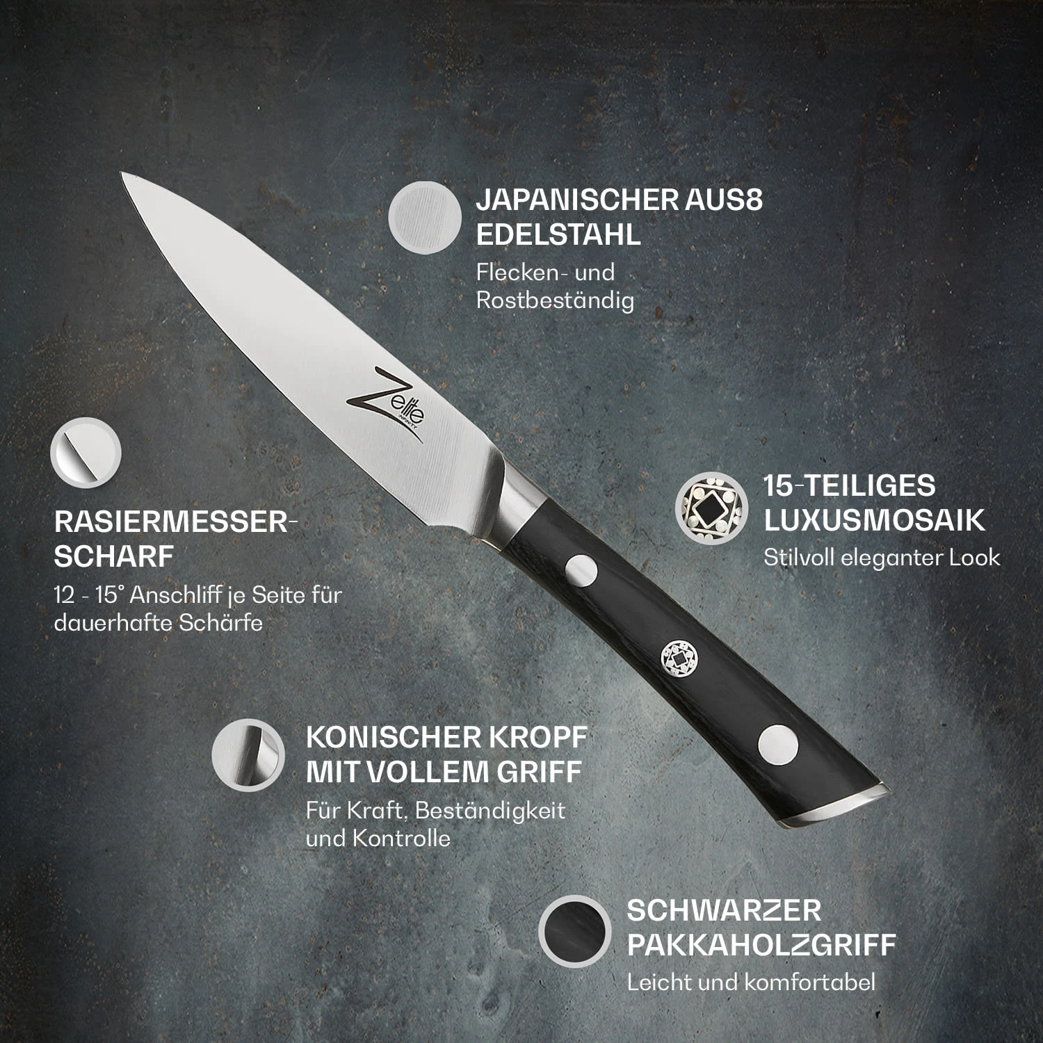 Razor-Edge Serie 4" Schälmesser 59 HRC Edelstahl 4 Razor-Edge Serie 4" Schälmesser 59 HRC Edelstahl - Image 2