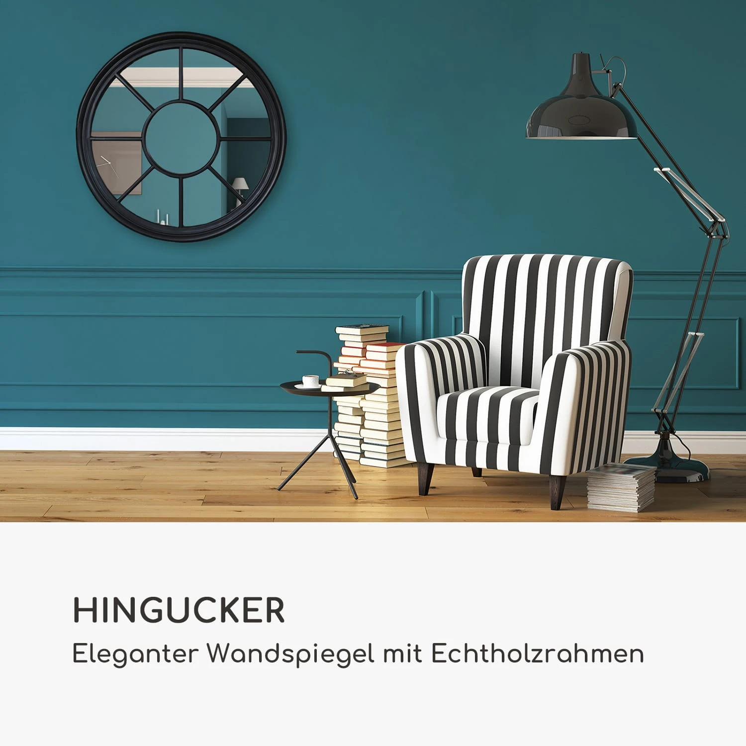 Leeds Wandspiegel Echtholzrahmen Rund Ø 90 Cm 4 Leeds Wandspiegel Echtholzrahmen Rund Ø 90 Cm - Image 2