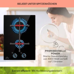 Illuminosa Domino Gaskochfeld 2-flammig Sabaf-Brenner Glaskeramik -kitchentools Verkäufe 10039896 de 0003 usp
