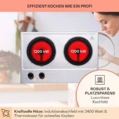 Ramsey Doppel-Kochfeld 2400W 11 Leistungsstufen Glaskeramik 13 Ramsey Doppel-Kochfeld 2400W 11 Leistungsstufen Glaskeramik -kitchentools Verkäufe 10040070 de 0003 usp
