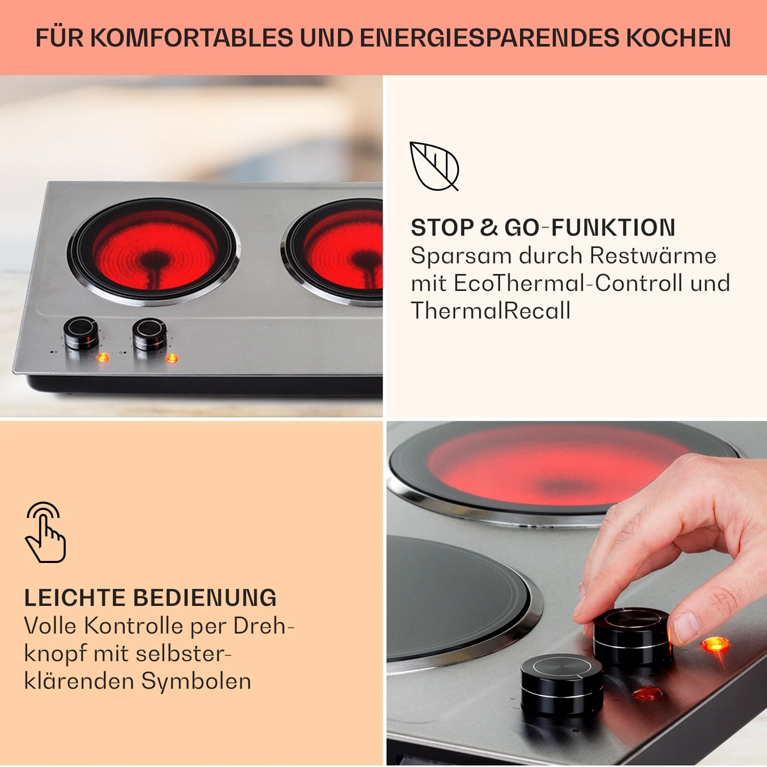 Ramsey Doppel-Kochfeld 2400W 11 Leistungsstufen Glaskeramik 6 Ramsey Doppel-Kochfeld 2400W 11 Leistungsstufen Glaskeramik - Image 4