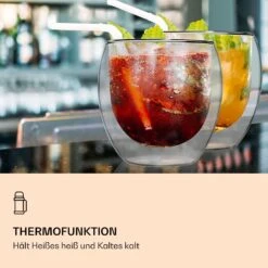 DUOS Jumbo Doppelwandiges Glas | Thermoglas | 2 X 310 Ml & 410 Ml | Trinkglas | Espressoglas, Teeglas, Shotglas | Für Heiße Und Kalte Getränke | Borosilikatglas| Hitze- Und Kältebeständig | Handgemacht | Spülmaschinenfest | Schwebe-Effekt -kitchentools Verkäufe 10040369 de 0003 logo