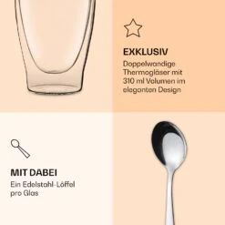 DUOS Doppelwandiges Glas 310 Ml Thermofunktion Inkl. Edelstahl-Löffel 14 DUOS Doppelwandiges Glas 310 Ml Thermofunktion Inkl. Edelstahl-Löffel -kitchentools Verkäufe 10040386 de 0006 logo
