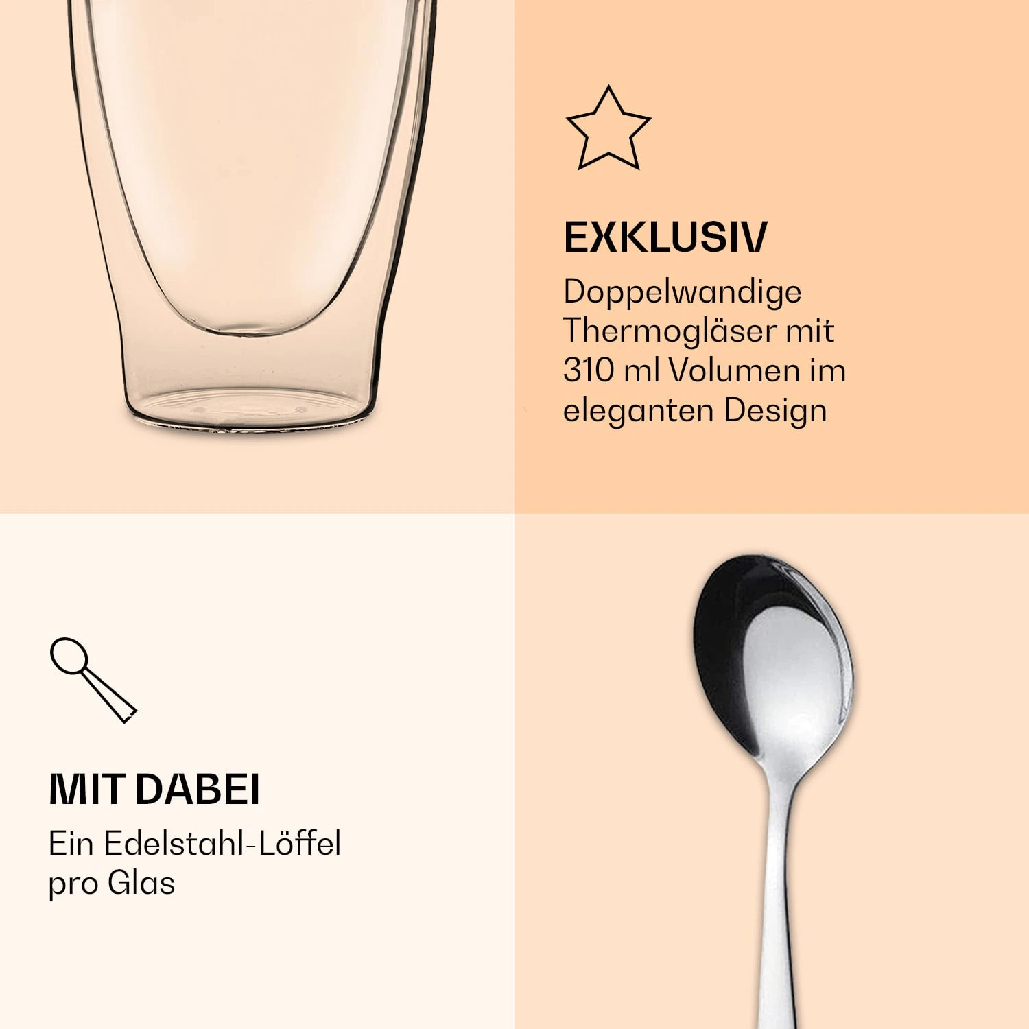 DUOS Doppelwandiges Glas 310 Ml Thermofunktion Inkl. Edelstahl-Löffel 8 DUOS Doppelwandiges Glas 310 Ml Thermofunktion Inkl. Edelstahl-Löffel - Image 6